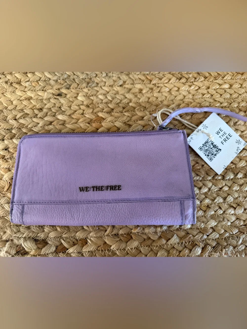 We The Free Free People Emerson Lavender Purple Zip-Around Leather Wristlet